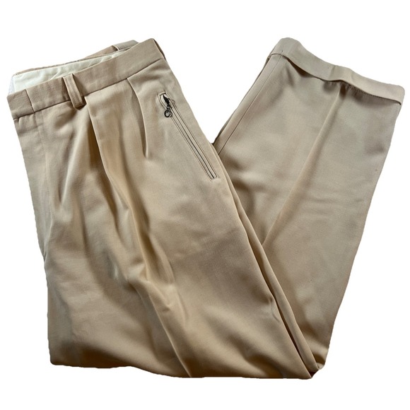 Rare Vintage Polo Ralph Lauren Men's 40x30 Beige‎ Pleated Chino USA Pants Cuffed